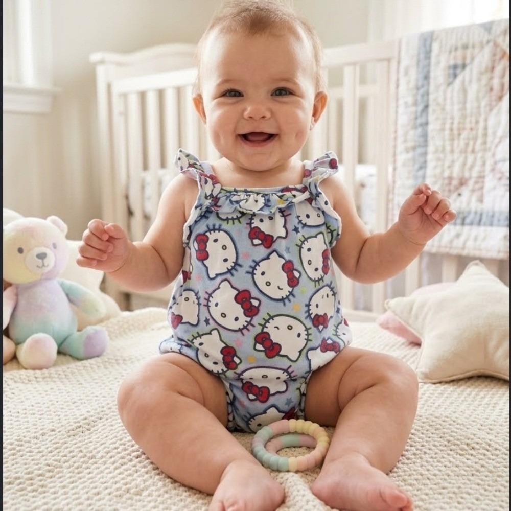 Sanrio Hello Kitty and Friends Baby Girl Ruffle Romper Blue 3-6 Months